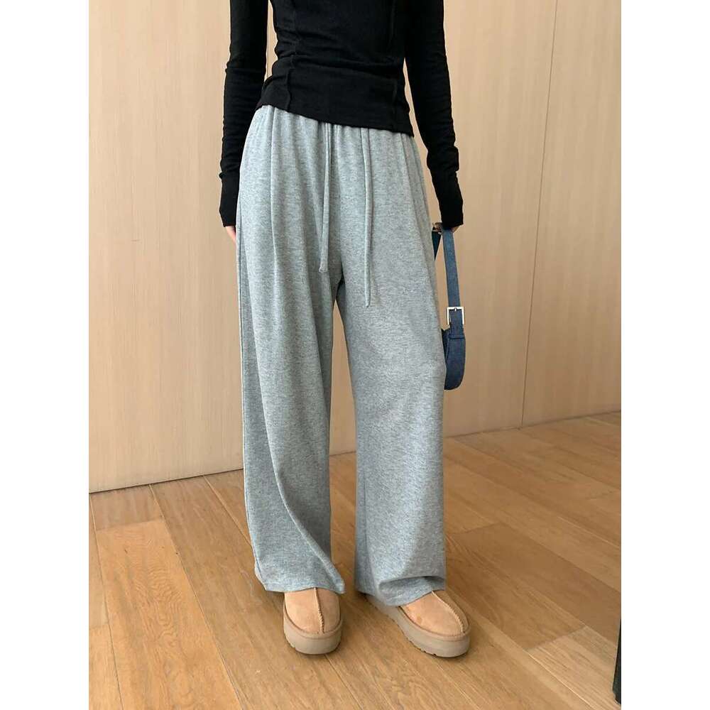 Thick Hanging Elastic Waist Grey Jogger Trousers Casual Pants 2024 Autumn Sweatpant