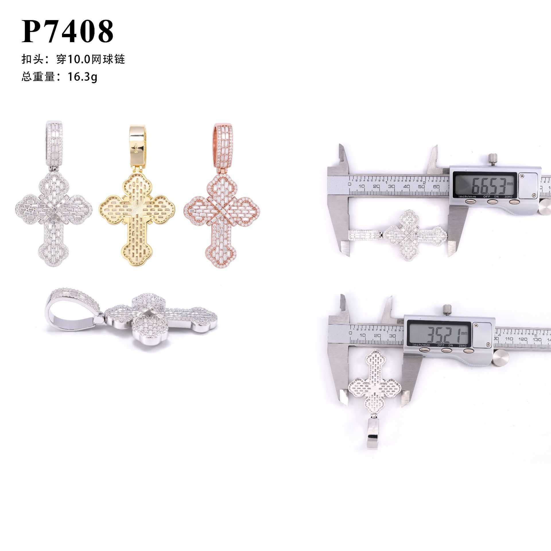 ZUANFA New S925 Silver Moissanite Cross Pendant Hip Hop Trend Personalized Pendant