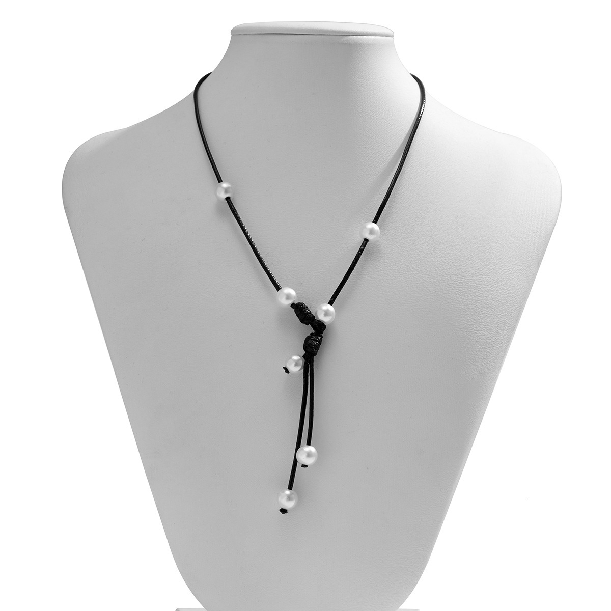 fashion women Jewelry ethnic style simple wax thread tassel imitation pearl long pendant necklace
