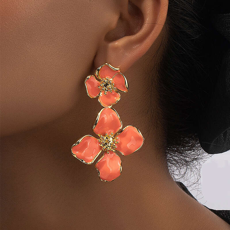 Fashionable temperament enamel drop glaze double wer earrings, and earrings for women