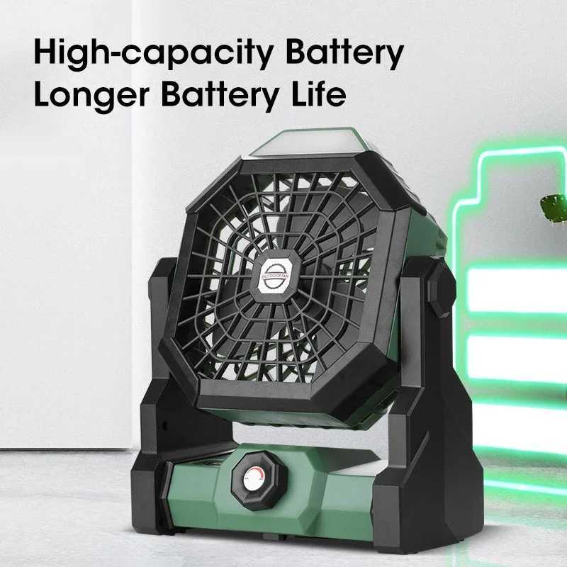 USB Portable Rechargeable Adjustable Speed Lantern Camping Fan With Led Lights For Tent 7800mAh Battery Operated Powered Z250214