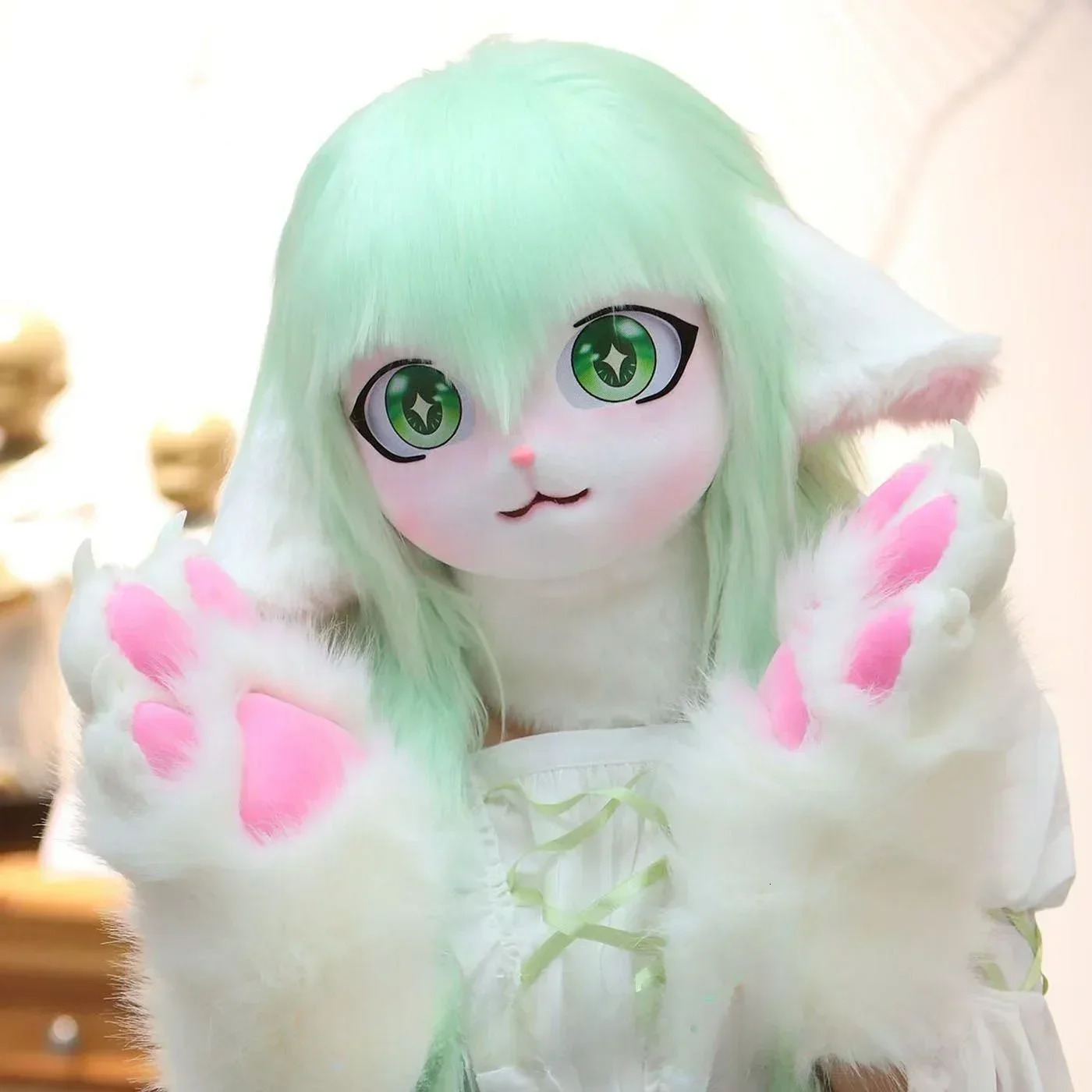 Furry Kigurumi Head Base Cosplay Costume Rabbit Doll Cat Kig Head Mask Headset Party Animal Costume Performance Prop Kid Gift 250213
