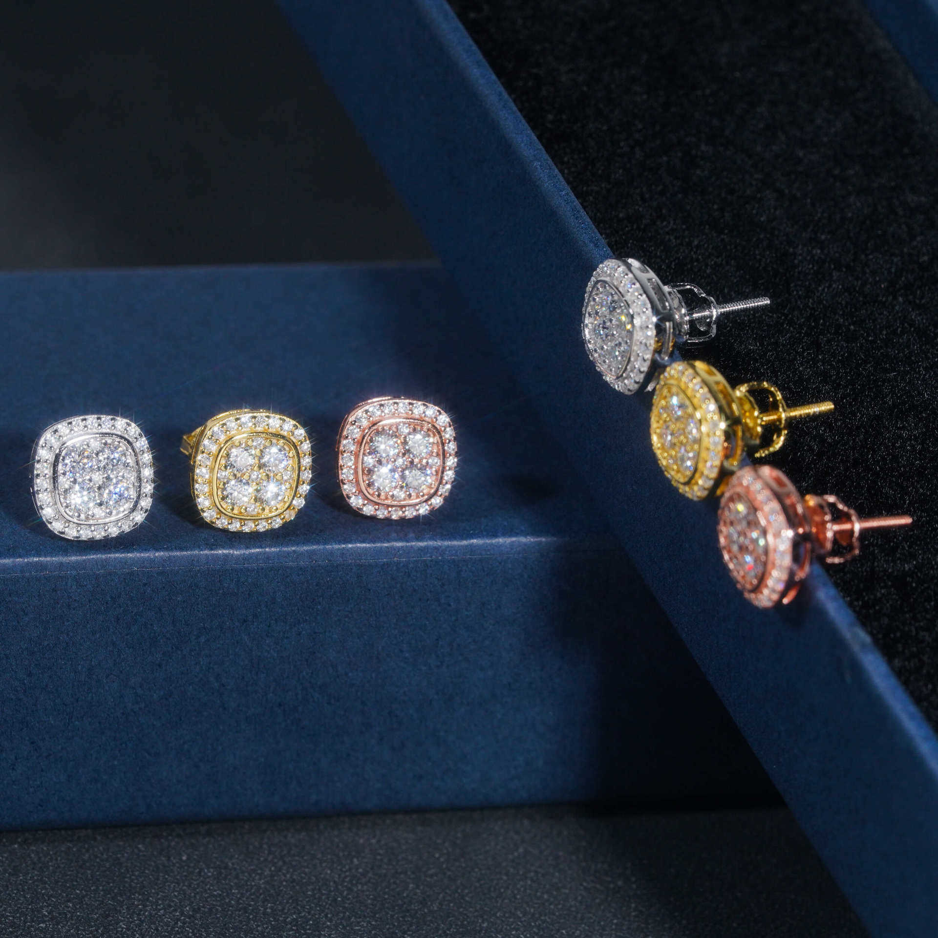 ZUANFA hot selling new S925 silver round moissanite earrings mens and womens classic earrings