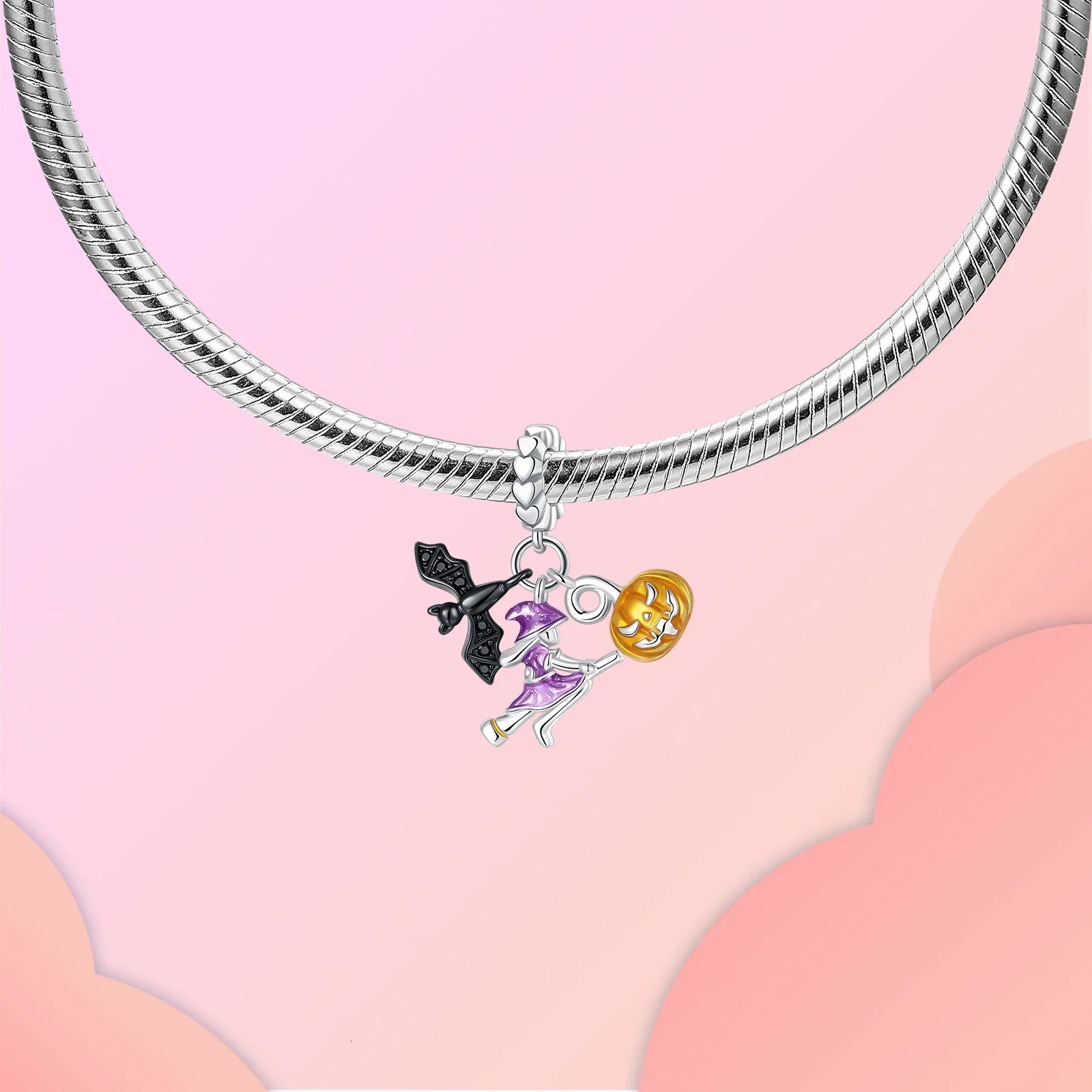 925 Sterling silve Halloween Red Butterfly Pumpkin Castle Charm Fit 4mm aperture Bracelet Charm Bead Necklace Diy Women Jewelry 250214