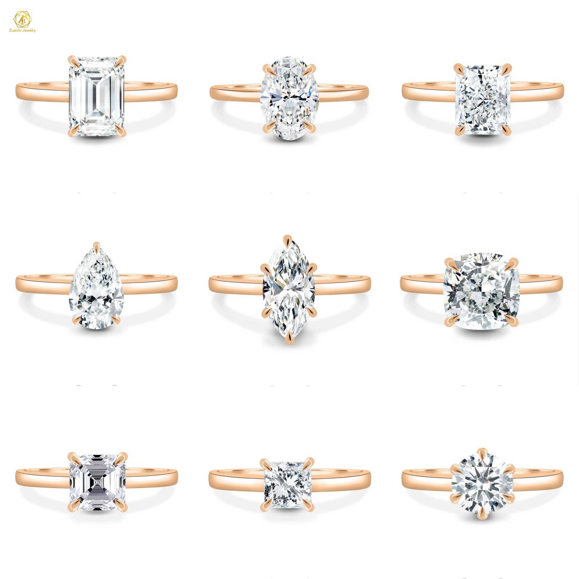 Hot Sale Custom 1CT 2CT Lab Grown Diamond Engagement Ring 18K Gold IGI Certified CVD HPHT VS1 18k Gold Certified Diamond Rings