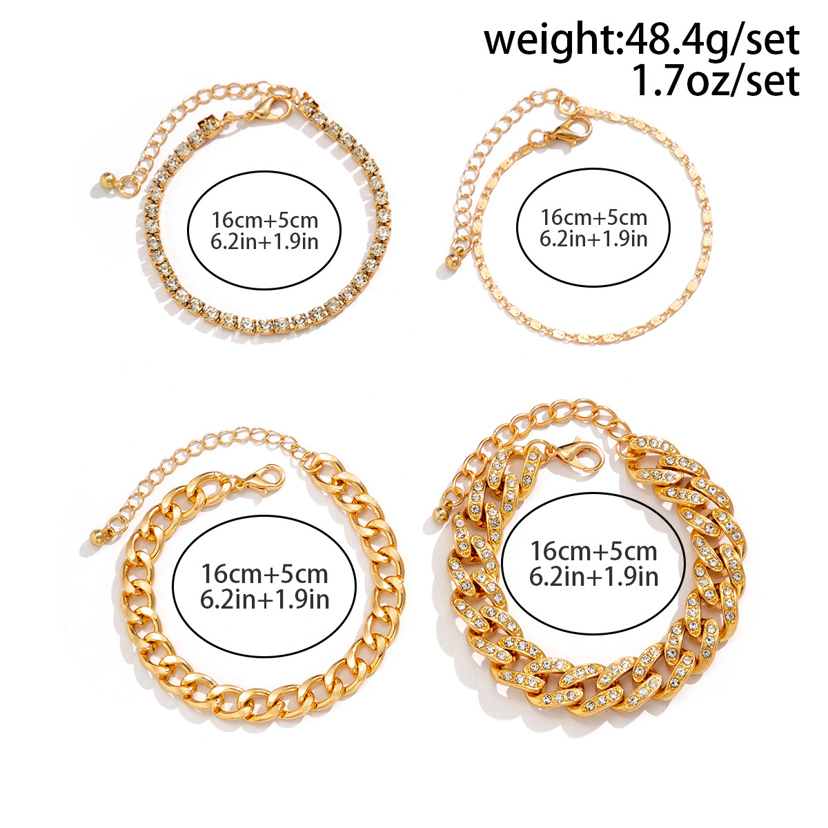 Women Woman Jewelry Hip Hop Sweet Cool Dia Cuban Buckle Christmas Style Stacked Metal Smooth Face designer Bracelet