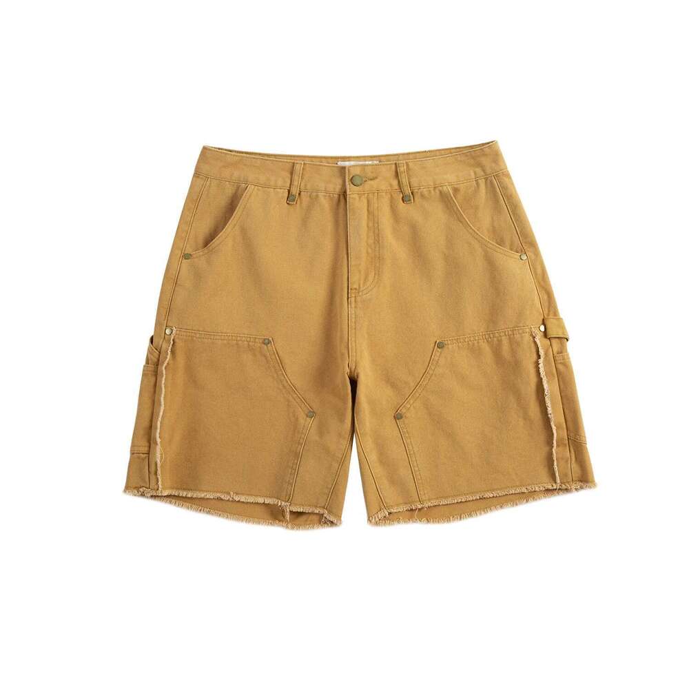 Streetwear New Summer Solid Knee Length Pants Men's Washed Vintage Baggy Casual Cargo Shorts Oversized Haruku Y2k Short