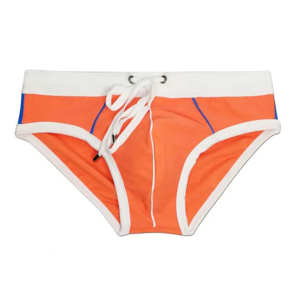 Mens Swim Shorts Stretchy Swim Briefs Mens Quick-drying Patchwork Color Swimming Briefs for Beach Surfing Push-up Swimwear W250214