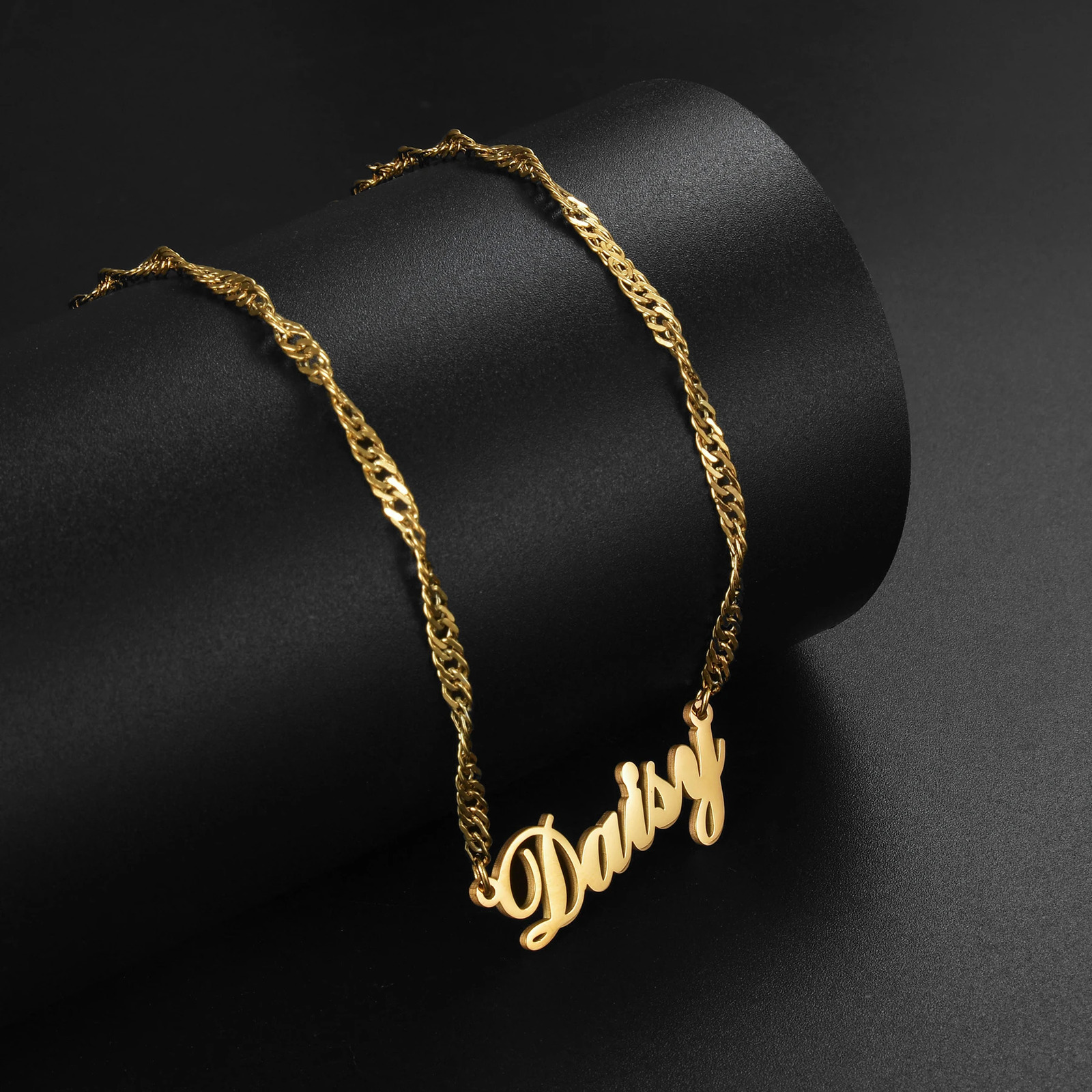 Atoz Personalized Custom Name Necklaces for Women Stainless Steel Wave Chain Collars Pendant Mother Kids Jewelry Gift 250210