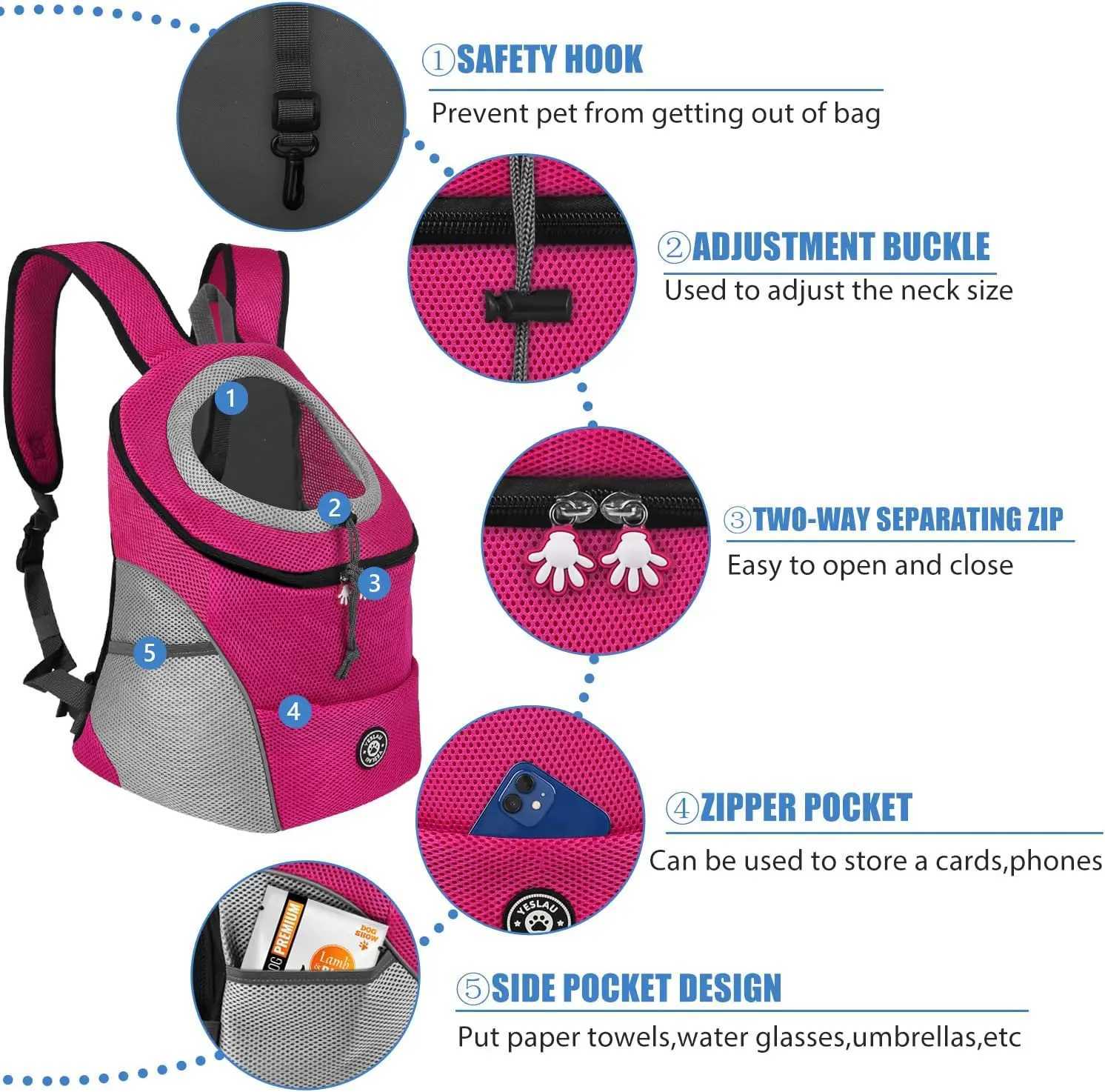 Others Dog Carrier Dog Carrier Backbag Travel Breathable Pet Dogs Bag Carrying Outing Double Shoulder Pets Backpacking Carrier with Chihuahua Puppy H2