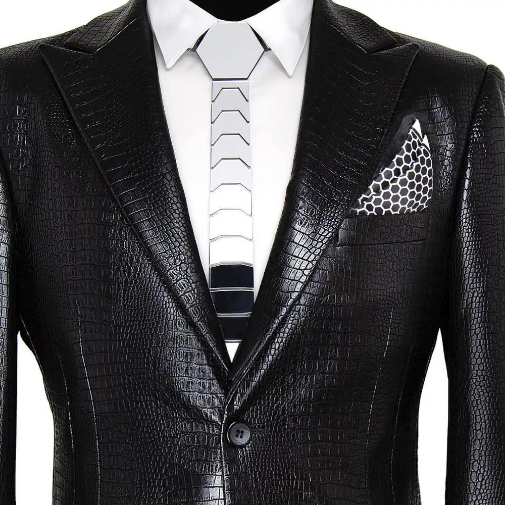 4 Colors Fashion Metallic Mirror Necktie Gold Silver Bling Ties Slim Fit Lover Gift Wedding Groom Accessory HextieDJ Singer 250213