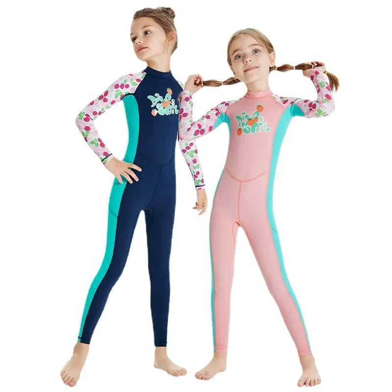 DIVE SAIL-One Piece Swimsuit for Kids Rash Guard Wetsuit Long Sleeve Water Sports Sunsuit Swimwear Swim Suit Girls Youth Z250214