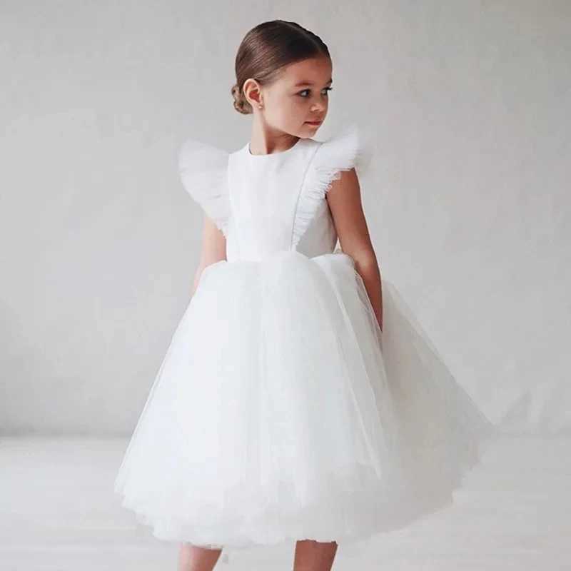 2025 New Summer Girls Dress Elegant Fashion Little Princess Dress Long Tulle Kids Lace Wedding Ceremony Dresses For 2-10 Years Z250214
