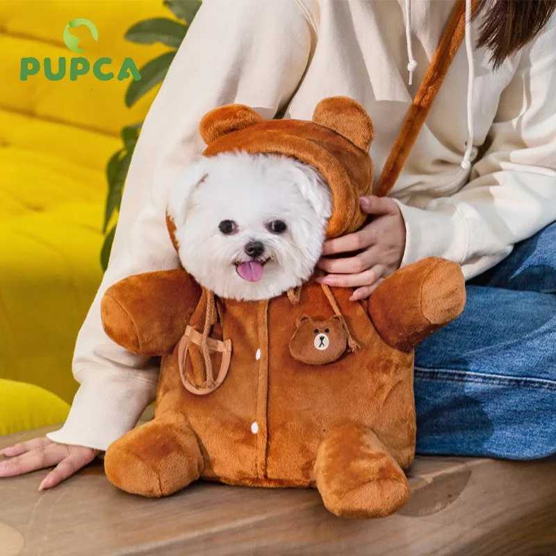 Others Dog Carrier Shoulder Bag Dog Bag Autumn and Winter Portable Outing Bag Warm Windproof Bear Cute Shoulder Bag Cat Bag Pet Crossbody Bag H250213