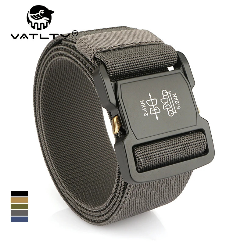 VATLTY 5cm / 2in Elastic Belt for Men Aluminum Buckle Lightweight Wide Belt Military Tactical Belt Grey Casual Girdle Male 250213