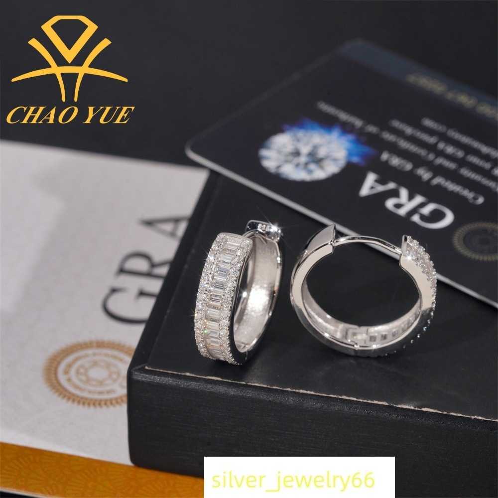 New 925 silver vvs moissanite earrings with exquisite and high-end feel popular for men and women ladder square full diamond earrings