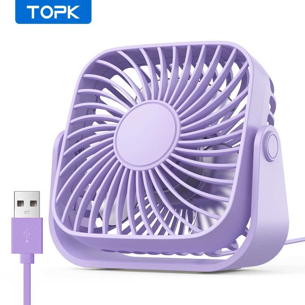 TOPK 4Inch USB Mini Desk Fan3 Speeds Quiet Portable Desktop Table Fan360Adjustment Personal Small Fan for Bedroom Home Offic Z250214