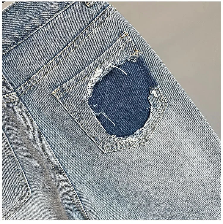 Summer Women Rhinestone Bead Diamond Hollow Out High Waist Denim Shorts Fashion Streetwear Short Pants 250213