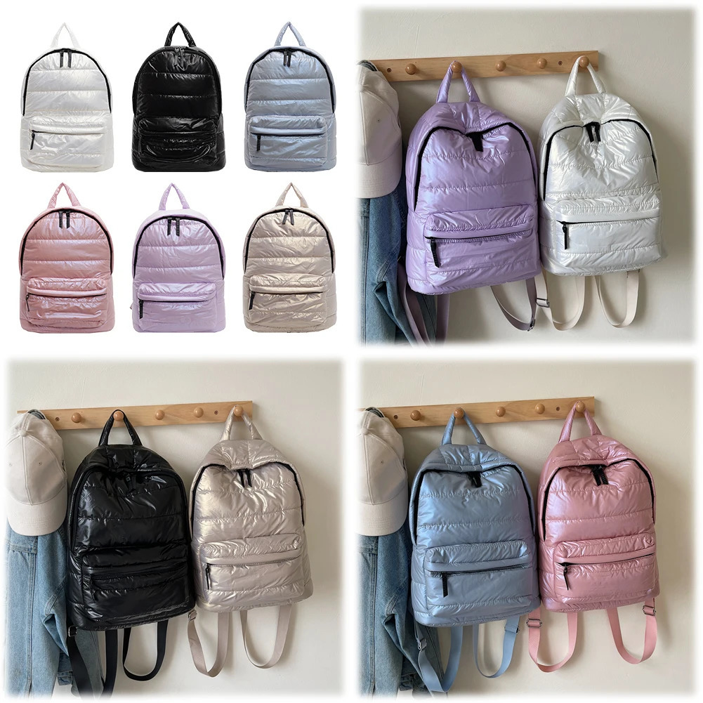 Puffer Backpack Multi Pocket for Women Men Shoulder Bag Adjustable Strap Rucksack for Work Travel 250214