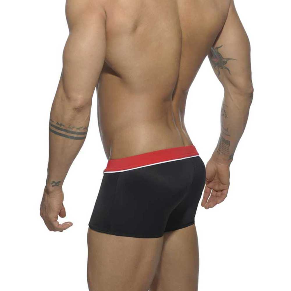 Sexy Mens Swim Trunks Nylon Quick Dry Side Stripe Pad Push Bathing Suit Fashion Male Mayo Sport Beach Surfing Board Shorts M-XXL W250214