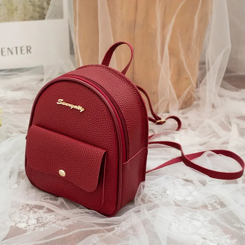 Mini Backpack Women Korean Style PU Leather Shoulder Bag for Teenage Girls Multi-Function Small Bagpack Female Phone Pouch 250214