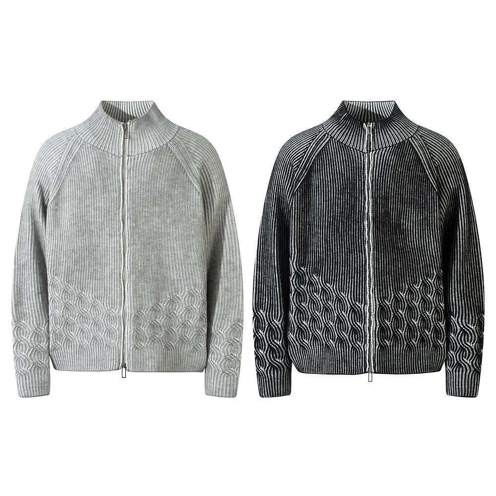 High Street Twist Washed Zipper Sweater Jackets Mens And Women Lapel Vintage Casual Baggy Autumn Coat Oversized Knitted Clothes