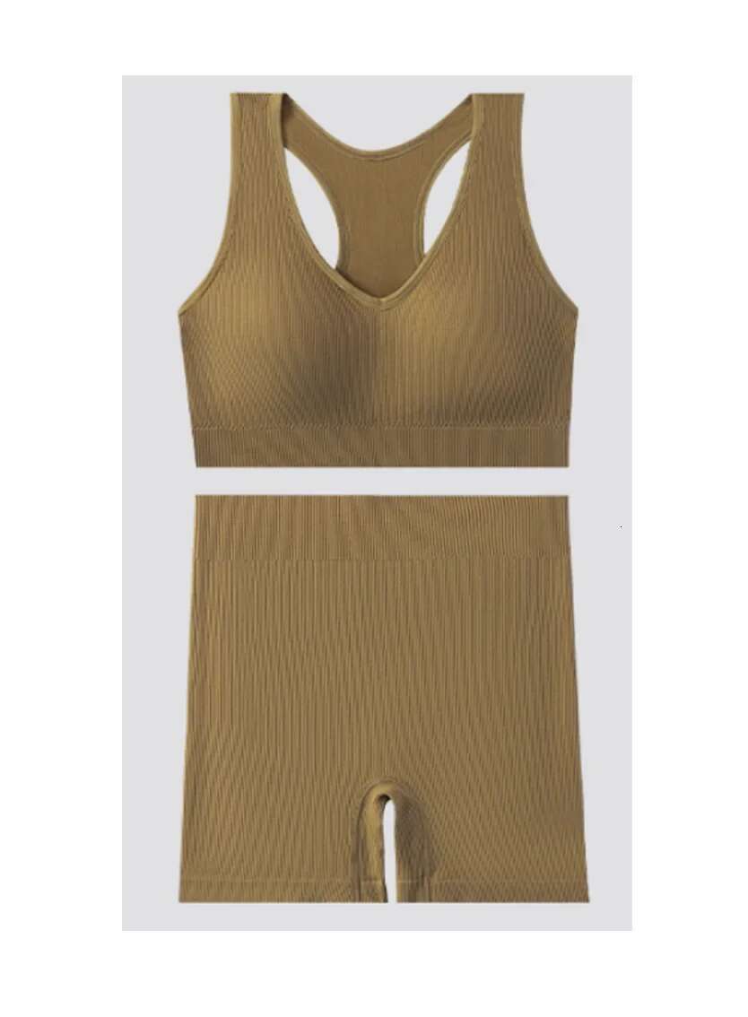 Yoga Set With Chest Pad Shockproof Back And Hip Shorts Sports Bra Clothes For Women