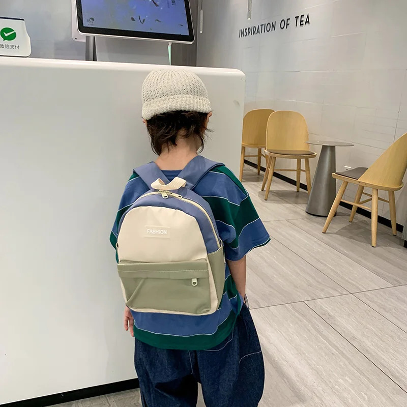 Children School Backpack Lightweight Canvas Girl Schoolbag Splicing Color Travel Backpacks for Boys Korean Kids Bags 3-6 Years 250213