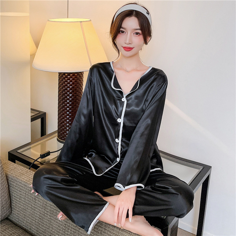 B888-Women's coral fleece pajamas set autumn and winter thick warm flannel pajamas can be worn outside