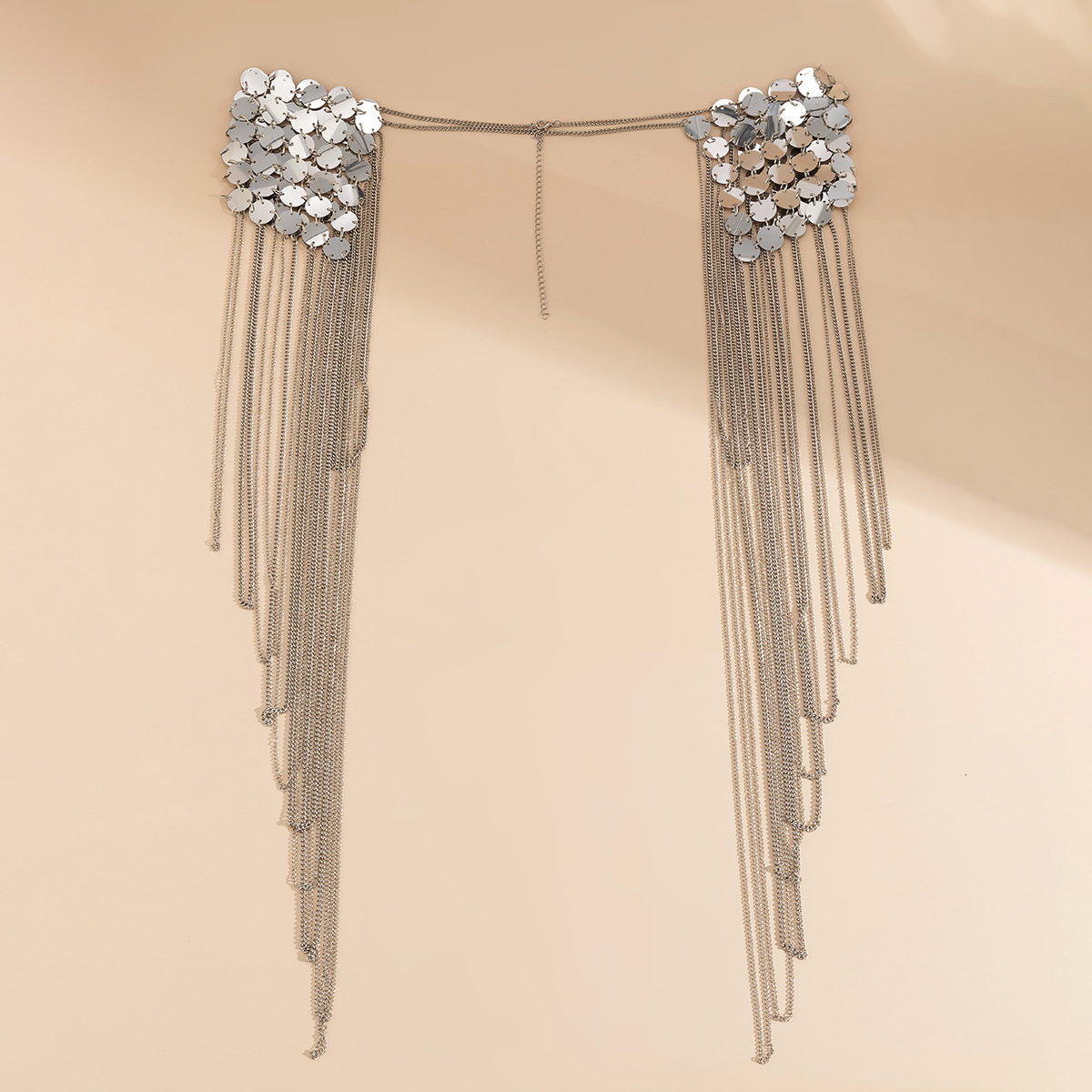 fashion Jewelry personality multi-layer long tassel shoulder geometric sequins exaggerated Woman body chain clothing accessories