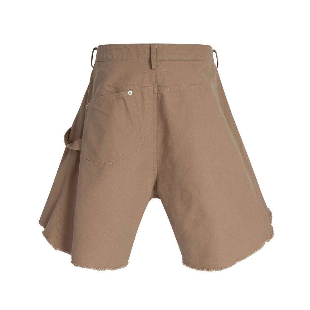 Asymmetric Cut Fringed Quarter Mens Cleanfit Wide Leg Loose Summer Shorts Streetwear Baggy Knee Length Pants