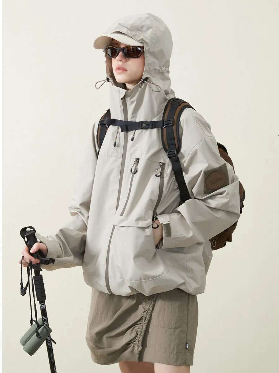 Outdoor Hooded Men Women Functional Windbreaker Advance Jacket Spring Autumn Waterproof Windproof Sports Coat Outerwear