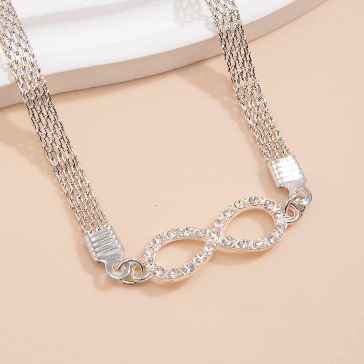 Woman Leisure Beach Dia Heart 8-character Infinite Symbol Feet Minimalist Geometric fashion Metal Chain Anklet