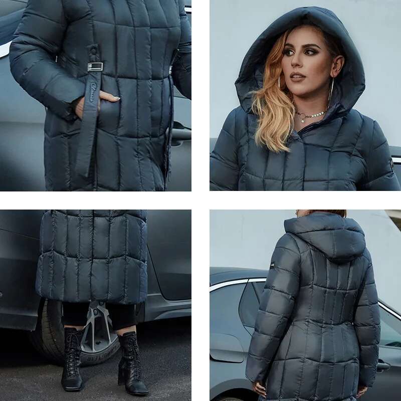 Astrid 2022 New Winter Women's Coat Women Long Warm Parka Plaid Fashion Thick Jacket Hooded Plus Size Female Clothing 9546