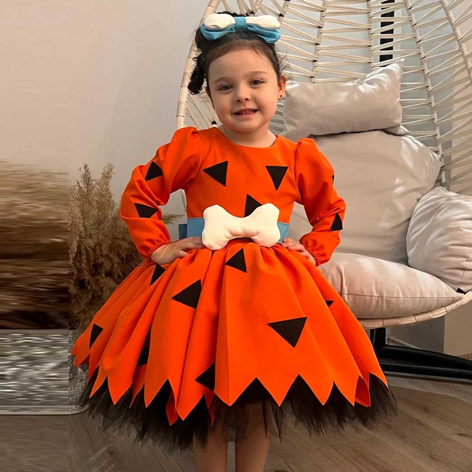 Toddler Kids Caveman Costume Girls Halloween Dog Bones Historical Cavegirl Tulle Dress Dance Par Costumes Headband Cosplay Z250214