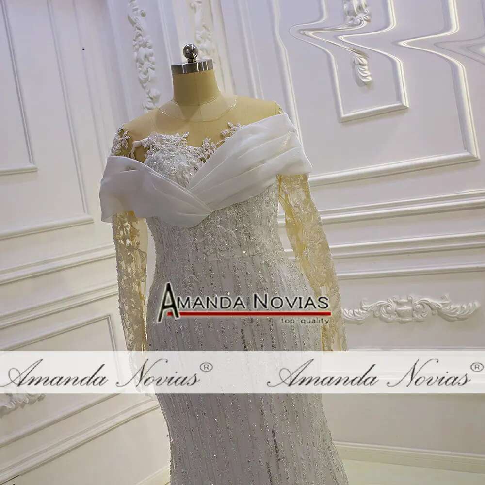 Mermaid sequin dress elegant full lace long sleeves 2 in 1 AM1422