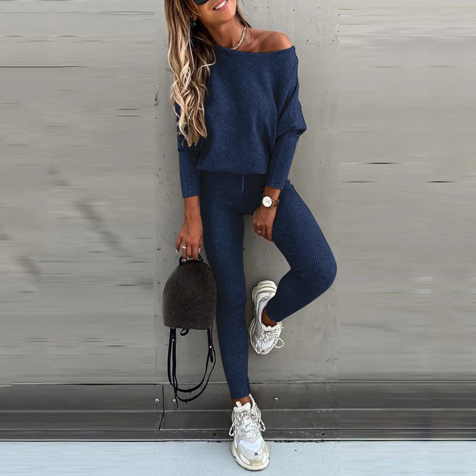 Autumn Thin Solid Long Sleeve Jogger Suit Women Casual Tracksuit Set Sportswear O-neck Pullover And Drawstring Pants Female Set 250210