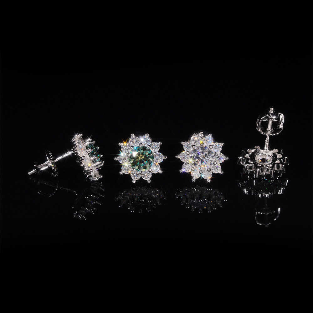 Sun flower new design fashionable earrings 925 silver vv vs moissanite two tone light luxury jewelry hot selling trendy item