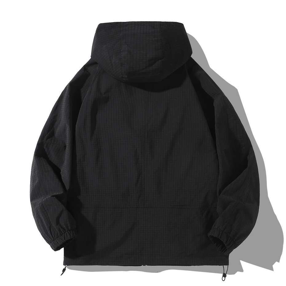 Black Waterproof Windbreak Cargo Plus Fashion Casual Solid Color Jackets Big Size 12XL Coats Male