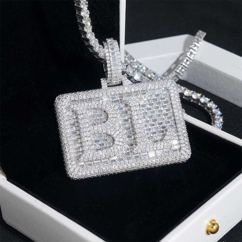 Diamond Hair New Personalized Hang Tag Letter Pendant D Color Moissanite Full Set 925 Silver Trendy Essential Hip Hop Jewelry