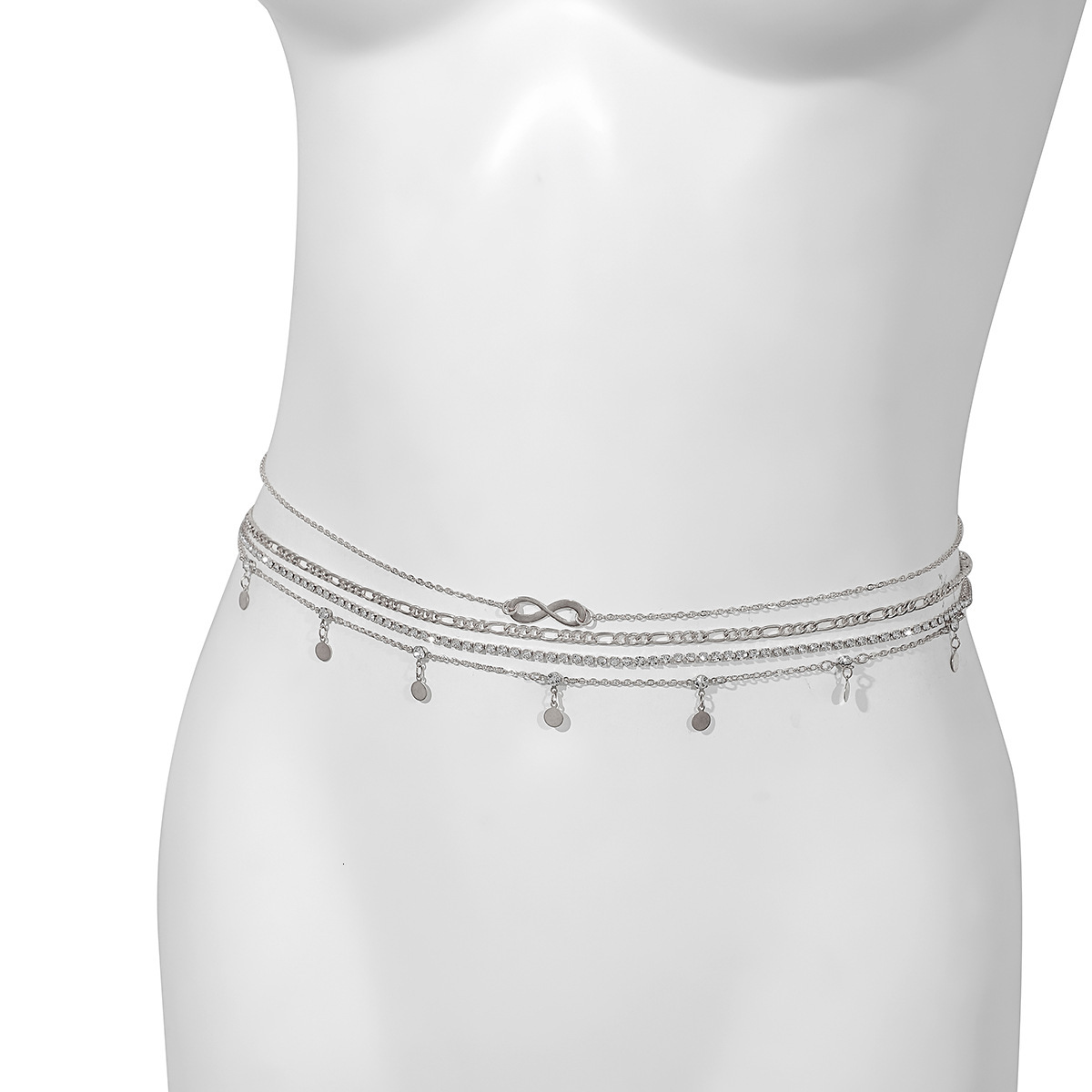 Woman Metal rhinestone belly button chain sexy fringe layering designer niche waist accessory