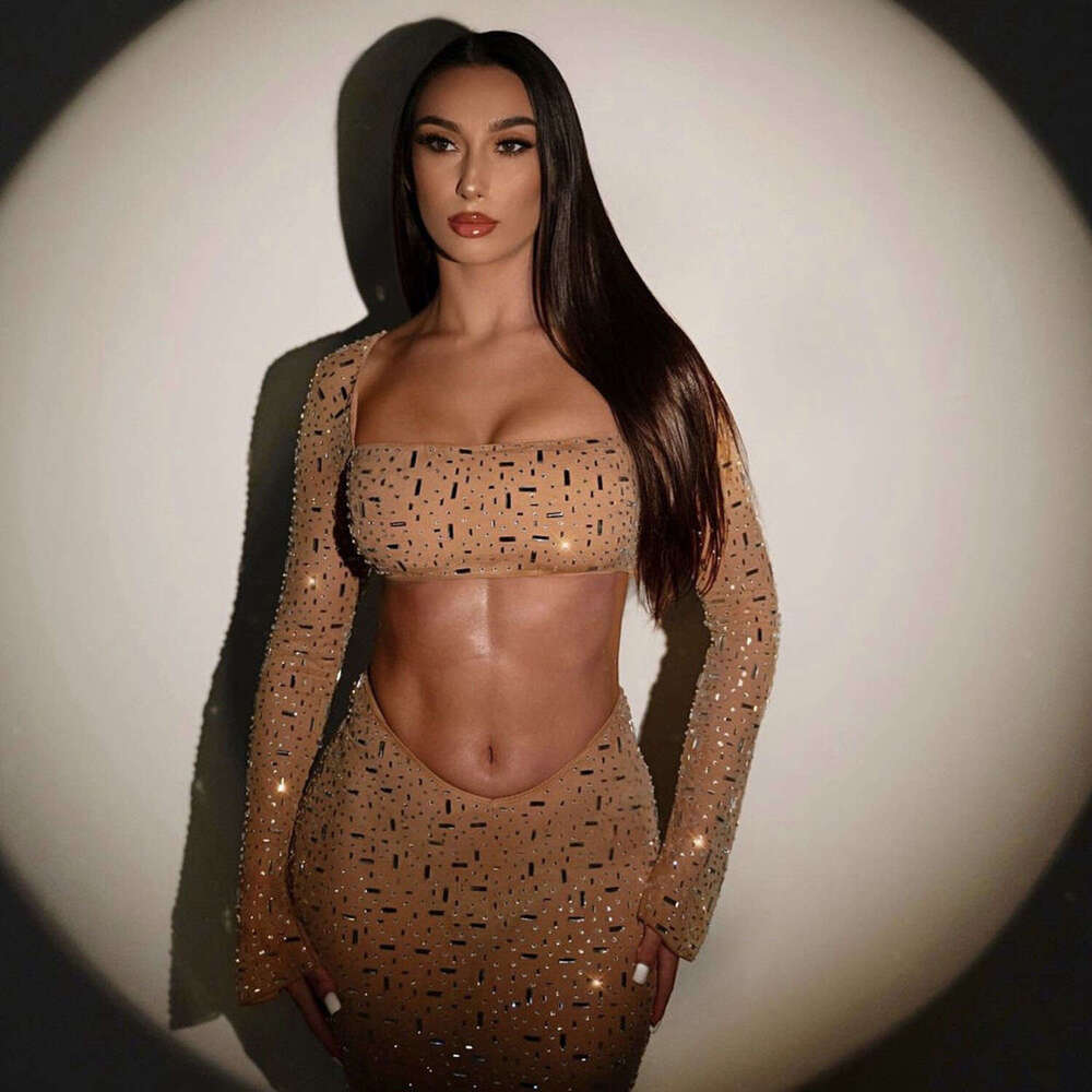 hot selg women's sexy rhie top mermaid skirt dress set 2025 versatile new trendy clothing ins