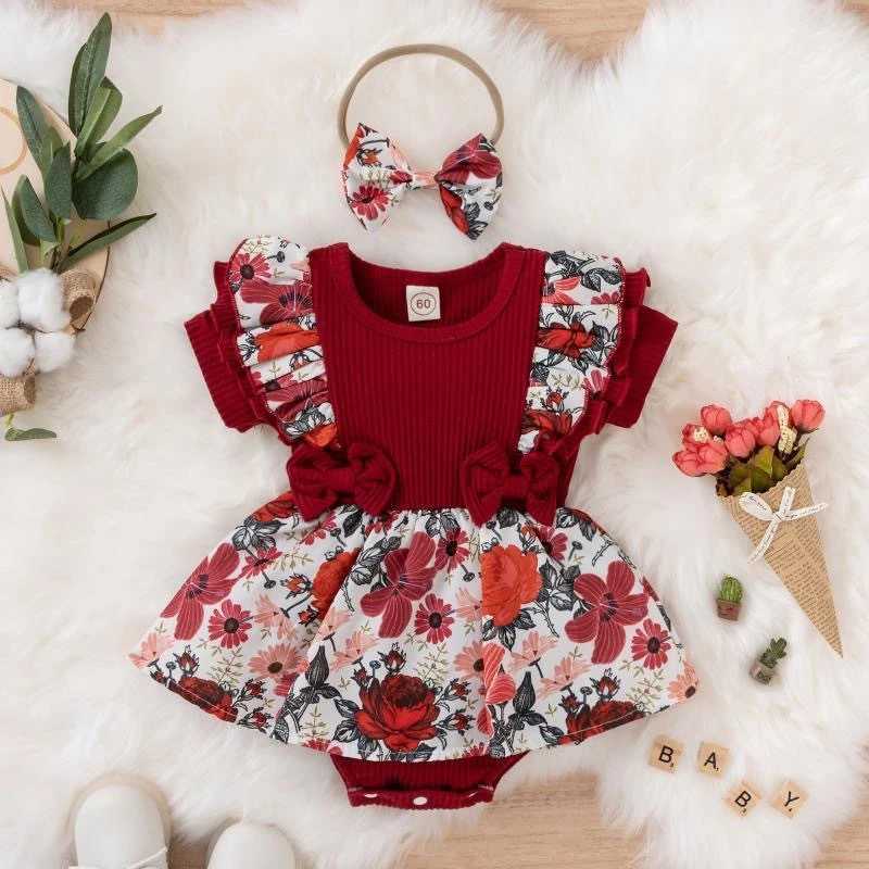 Summer Baby Girl Dress With Bowknot Striped Jumpsuit Cotton Dress For Newborn Floral Clothes Baby Crling Clothes Z250214