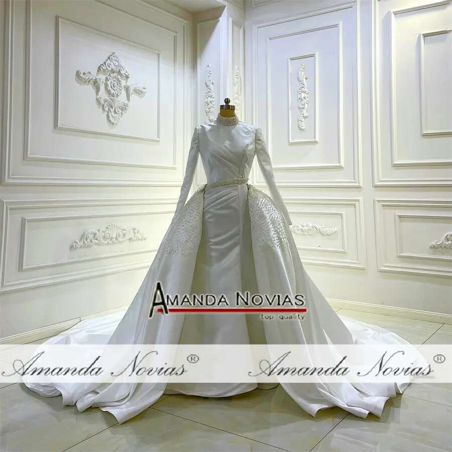 Custom Long Sleeve High Neck For Bride Mule Riding 2 In 1 Spot Mermaid Wedding Dress