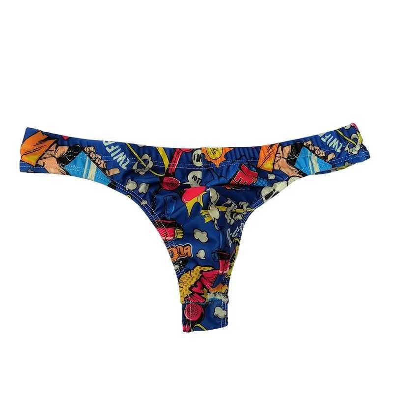 Summer Sexy Mini Bikini Shorts Cartoon Print Men Swim Briefs Low Waist Swimming Trunks Quick Dry Surf Bathing Suit Men Swimwear W250214