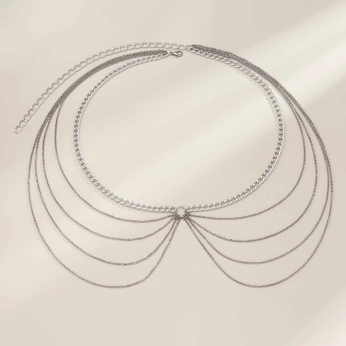 Fashionable and versatile accessories, simple multi-layer metal body chain, exaggerated tassel street photo, Woman personalized chain waist
