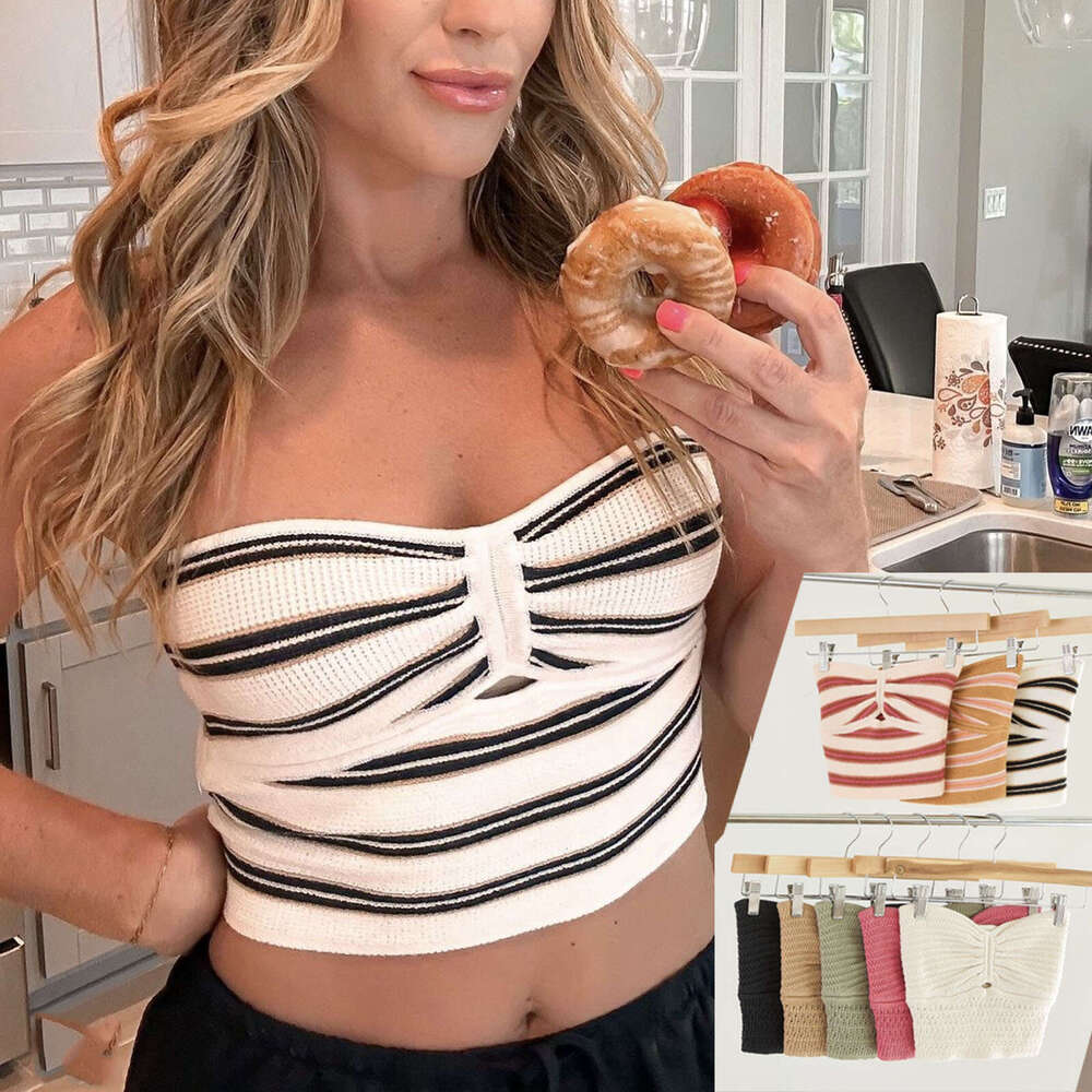 Spring/Summer Hot selg Women's Striped Clear Color Sexy Hollow out Skincare Woolen Tank Top 2025 Versatile New Trendy Clothing Ins