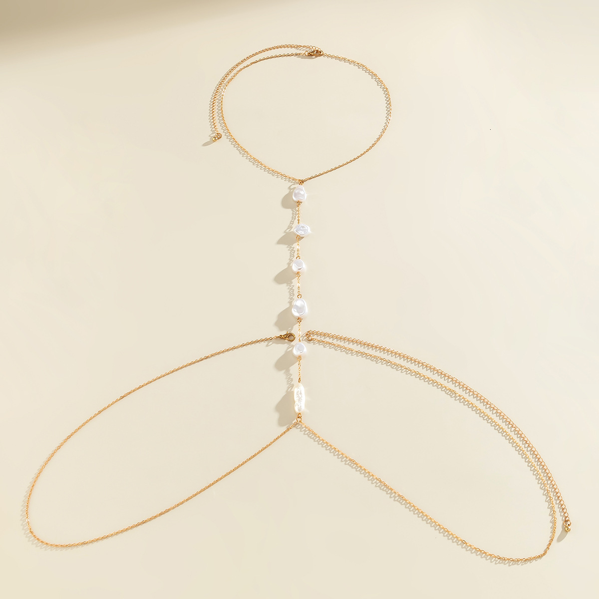 Beach imitation pearl bikini clothing body sexy vacation Woman fashion beaded chest chain