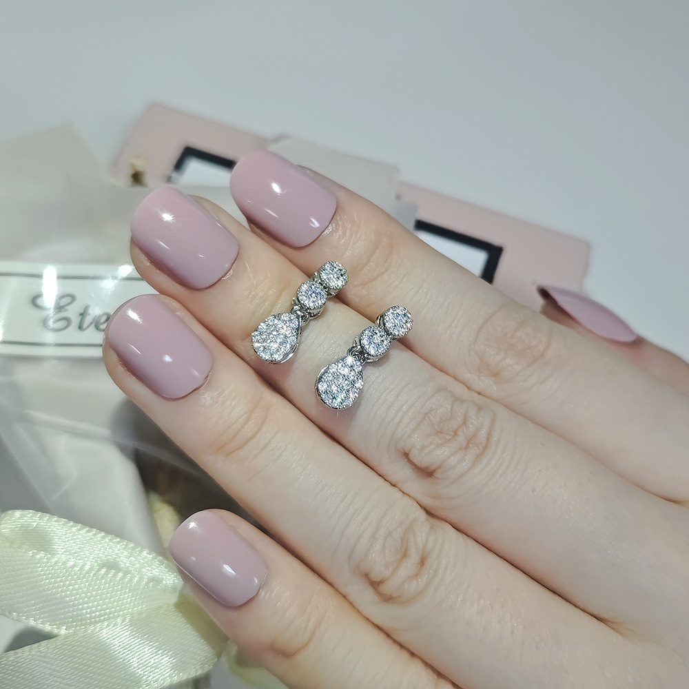 Sparkling Gorgeous Dangle Earrings Luxury Jewelry 925 Sterling Silver Pave Micro 5A Cubic Zircon CZ Diamond Water Drop Women Wedding Earring Gift