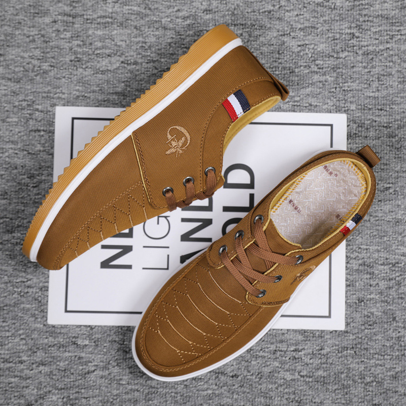 2025 Spring New Breathable Leisure Anti Slip Canvas Shoes Outdoor Sports Men's Work Running Shoes Design Korean Versatile Fashion Shoes